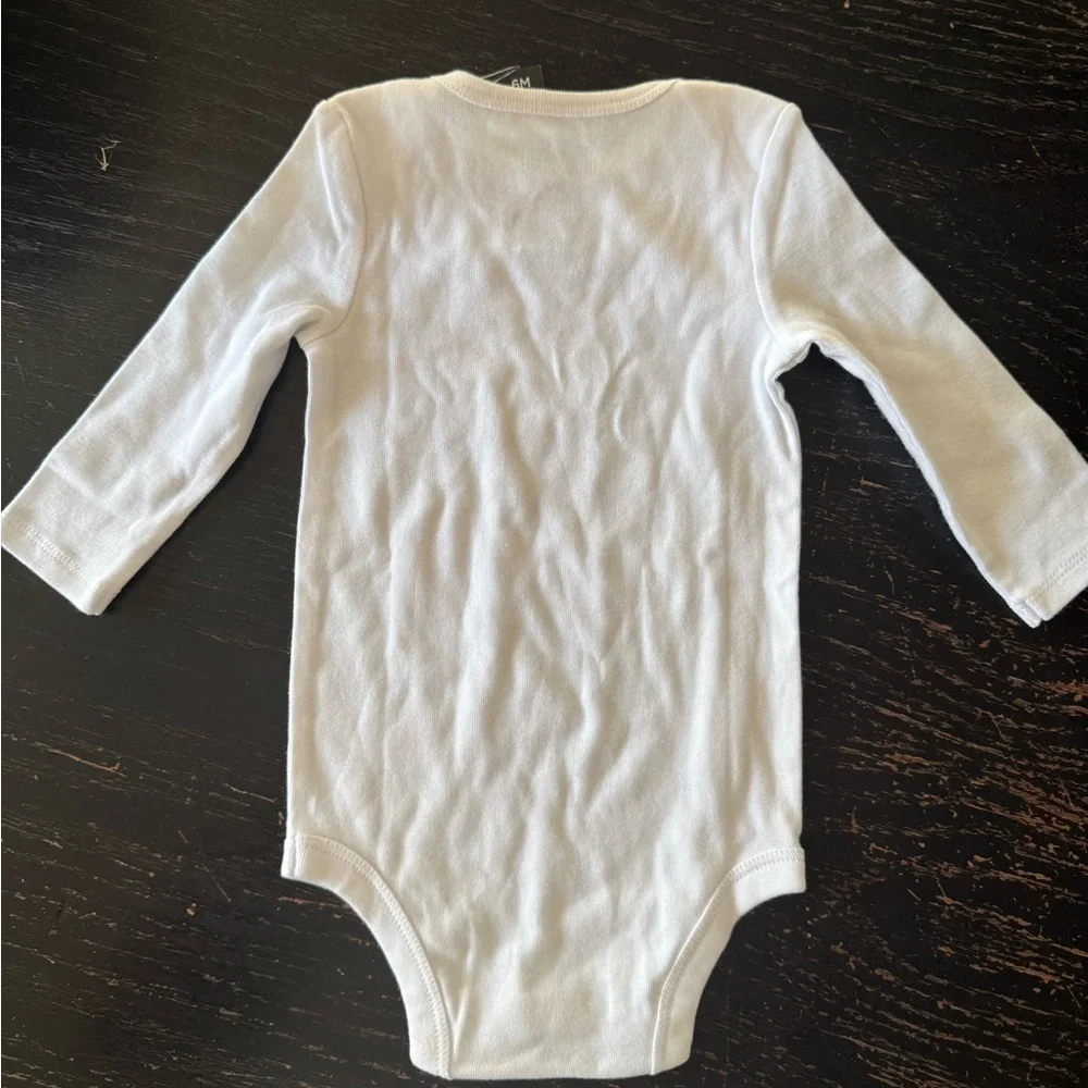 Okie Dokie White Long Sleeve Onesie